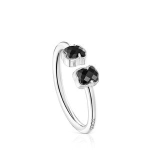 TOUS Mini Onix open Ring in Silver with Onyx